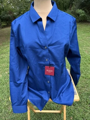 Red House  Womens Long Sleeve Open Collar Pinpoint Oxford Non Iron Shirt Large - Image 1 of 4