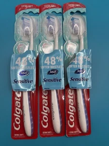 Lot 3 Colgate 360 Sensitive Teeth Extra Soft Toothbrushes Purple - Picture 1 of 5