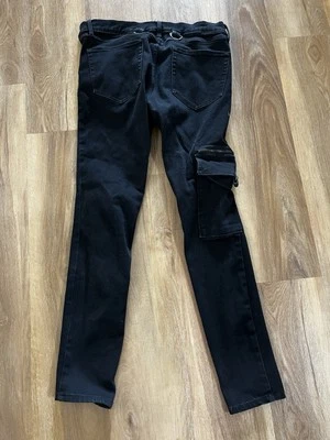 Pantalones de mezclilla HT para hombre 38x32 NEGROS Denim STINGER Bondage ajustados góticos SIN CORREAS Foto 1 de 4