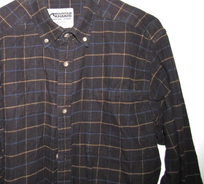Camisa de franela mediana con botones MOUNTAIN KHAKIS para hombre negra tostada azul a cuadros relax Foto 1 de 4