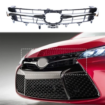 Chrome Front Bumper Upper Grille For 2015 2016 2017 Toyota Camry LE SE XSE Grill Foto 1 de 4
