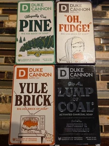 Lot Of 4 Duke Cannon-Lump of Coal, Yule Brick, Pine & Oh Fudge 10oz Ea New - Picture 1 of 3