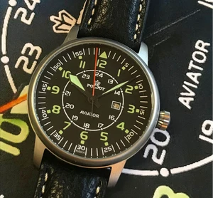 POLJOT AVIATOR Zarja Z2014A HANDAUFZUG 40 MM - Bild 1 von 19