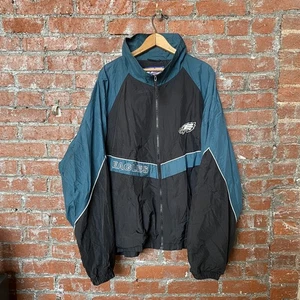 Vintage 90's Philadelphia Eagles  Zip Up Windbreaker Jacket Men’s Sz XL   - Picture 1 of 5