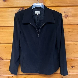 TROUSERS ETC NEW YORK Elegant Black Lined Full Zip Women's Blazer - Picture 1 of 3