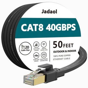 Cable Ethernet Cat8, Exterior e Interior, 50 pies Resistente Alta Velocidad Cat 8 LAN Ne... - Imagen 1 de 6