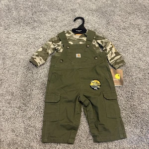 NEW Carhartt Size 6 Months (6m) Baby Clothes Overalls And Shirt Camo CG8583 - Picture 1 of 8