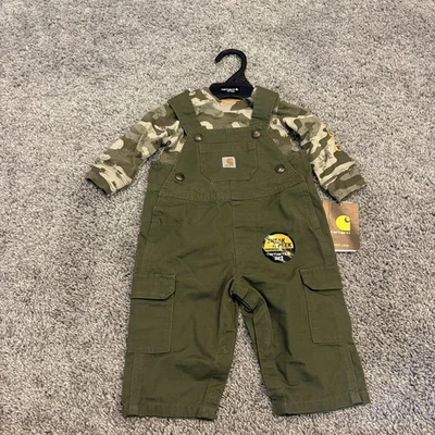 NEW Carhartt Size 6 Months (6m) Baby Clothes Overalls And Shirt Camo CG8583 - Image 1 of 4