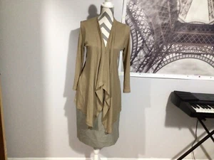 Evan Picone Brown Open Cardigan Long Sleeve Cotton Viscose Sweater S - Picture 1 of 4