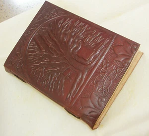 5X7 Handmade Leather Journal Celtic Tree of Life Blank Diary Grimoire Book Wicca - Picture 1 of 7