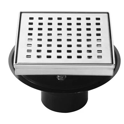 MICMI Square Shower Floor Drain with Flange, 304 Stainless Steel, Brushed Nickel