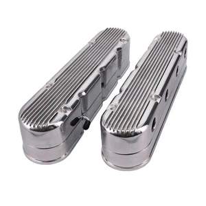 GM LS V8 Polished Finned Aluminum 2-Piece Valve Covers w/ Coil Mounts and Covers - Picture 1 of 4