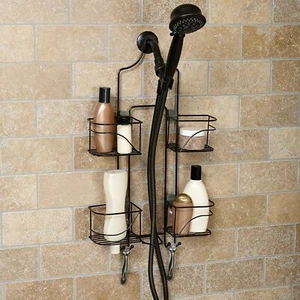 Bronze Expandable Over the Shower Head Caddy Hand Held Holder Storage Organizer - Picture 1 of 3