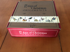 WILLIAMS SONOMA 12 Days of Christmas Ornaments in Box Glass Hand Painted