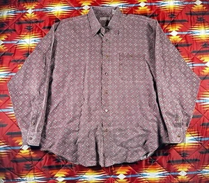 Vintage Bugle Boy Company Shirt Mens XL Red Long Sleeve Button Down Geometric - Picture 1 of 11