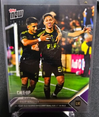 Purple Filip Krastev Brilliant Goal 2023 MLS TOPPS NOW #212 Rookie RC /25 - Image 1 of 3