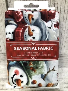 Seasonal Fabric Snowmen Snowman Precut 1- Yard 100% Cotton David Textiles New - Picture 1 of 4