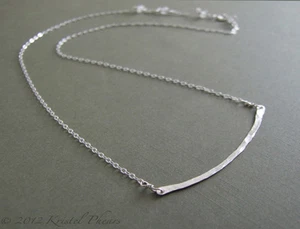 Sterling Hammered Bar necklace - Handcrafted Artisan Made in USA 16" 18" 20" 24" - Picture 1 of 4