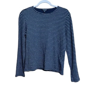Lauren Ralph Lauren Top Womens Large Multicolor Metallic Stripe Blouse - Picture 1 of 7