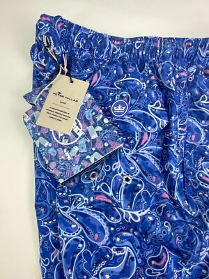 NWT Peter Millar Seaside Birds Eye Print Blue W/ Koozie Swim Trunks SMALL $98 - Image 1 of 4