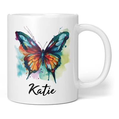 MUG PIXIE Butterfly Mug - Personalized Ceramic Coffee Cup, Custom Name Butterfly Gift