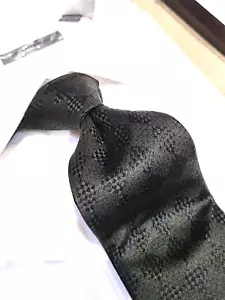 Bruno Marchesi Silk Tie Necktie Solid Black Diamond Check - Picture 1 of 2