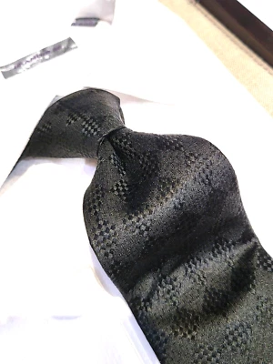 Corbata de seda Bruno Marchesi negra lisa a cuadros de diamante Foto 1 de 2