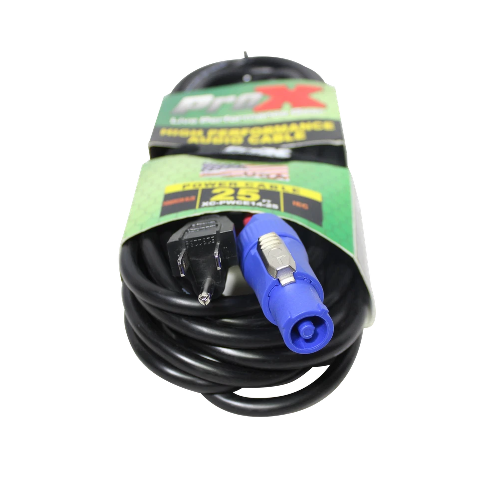 Pro X 25 Ft. 14 AWG Power Cord Edison to Blue Male powerCon compatible devices - Image 1 of 3