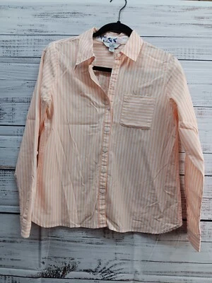 Camisa Croft & Barrow para mujer PS blanca/melocotón a rayas con botones manga larga bolsillo Foto 1 de 4