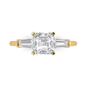 1.62CT Emerald Baguette Bridal Wedding Promise Statement Ring 14k Yellow gold - Picture 1 of 11