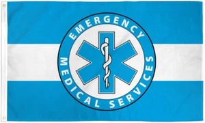 EMS (White Line) 3x5ft Poly Flag - EMS Flags for Medical Stations & Hospitals - Picture 1 of 3