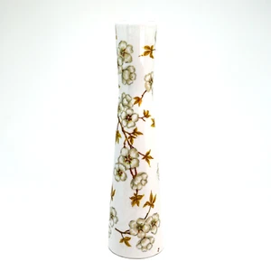 Hispania C.H. Manises Vase Cherry Blossom Flower Gold Trim White Made in Spain - Picture 1 of 11