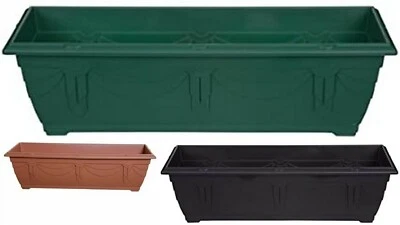 Window Sill Plant Pots Plastic Rectangle  Sets of 2 - 3 Sizes 3 colour options - Image 1 of 4