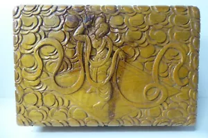 OLD CHINESE CARVED CAMPHOR TIMBER JEWELLERY VANITY BOX WOODEN CHEST (tb269) - Picture 1 of 10