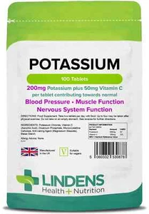 Potassium 200mg 100 Tablets Lindens UK - Picture 1 of 6