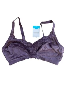 Delimira Lace Bra size 40E 40DD Purple Wireless W649 Full Figure Cup Plus NWT - Picture 1 of 3