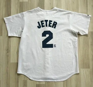 VTG New York Yankees Derek Jeter Majestic White Jersey Men’s 2XL - Foto 1 di 8