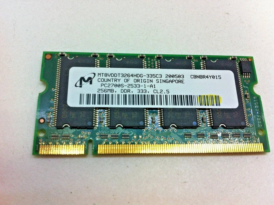 OEM iBook G4/1.2 M9623LL/A A1054 micras MT8VDDT3264HDG-335C3 256 MB memoria RAM 67 Foto 1 de 1