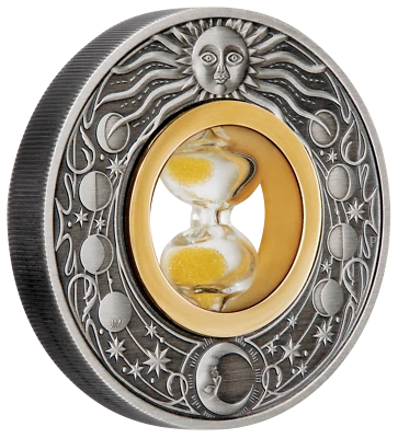 2021 Hourglass 2oz .9999 $2 Silver Antiqued Coin - Image 1 of 4