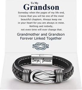 Infinity Knot Leather Bracelet for Men Birthday Christmas Anniversary Bracelet I - Picture 1 of 7