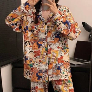 Conjunto de pijama de manga larga Crayon Shin-chan calce suelto muebles para el hogar - Imagen 1 de 17