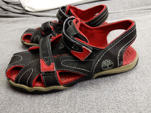 Timberland Sandali Giovani 2 34 Rosso Nero Escursione Impermeabile Gancio Anello
