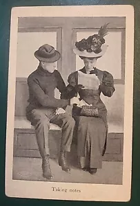 Antique Post Card - "TAKING NOTES" - 3.5"x 5.5" - 1907-1919 - Picture 1 of 3