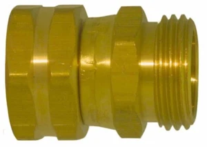 Brass Garden Hose "Live" Swivel Fitting, 3/4" Male GHT Swivel x 3/4” GHT Female - Picture 1 of 1