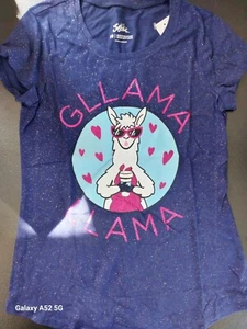 NWT Girls Justice Glama Llama Glitter top Size  10 (B8) - Picture 1 of 1