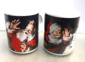 Set of 2 Coke Coca Cola Mugs Santa Claus Christmas 2002 by Sakura EUC - Picture 1 of 11