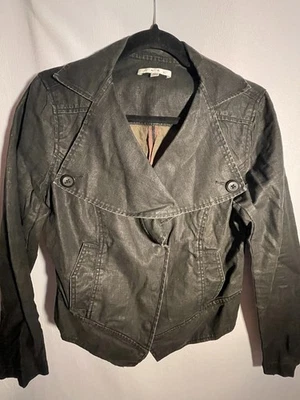 Cabi 901 Waxed Linen Jacket Size Medium Short Moto Fitted Y2K Preppy - Image 1 of 4