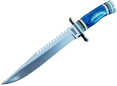 Impact Custom Made UNUSED Bowie 14" Knife RARE Blue Handle Handmade Knives - Image 1 of 4