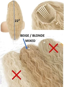 New 22in Blonde Curly Wavy Drawstring Clip In Ponytail Hair Extension - Picture 1 of 6