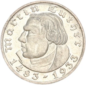 Drittes Reich 2 Reichsmark 1933 G Martin Luther Prachtexemplar Jäger 352 - Bild 1 von 3